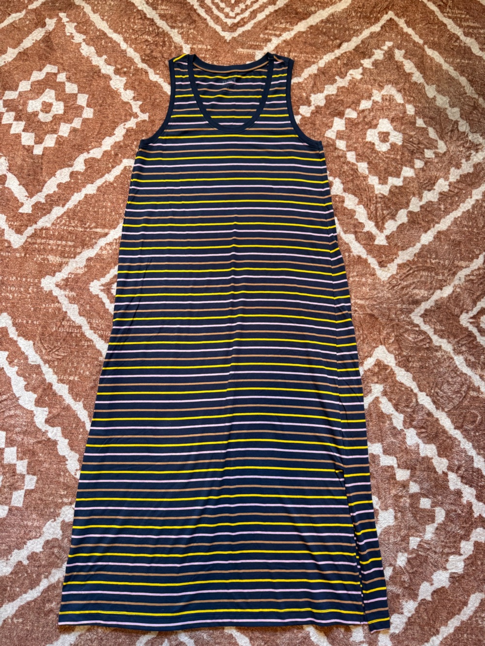 Pact navy organic cotton striped tank midi dress like new size medium